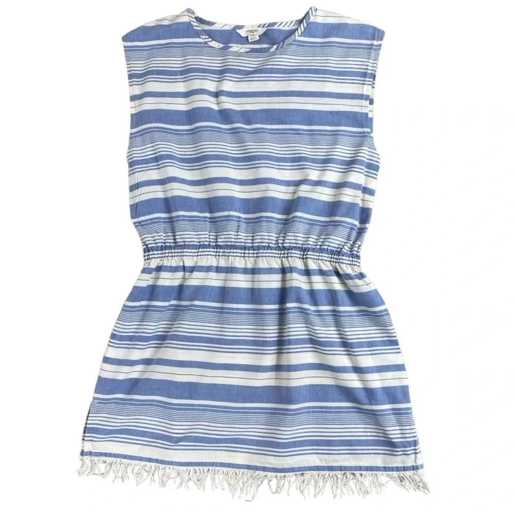 Lands’‎ End Girl’s Blue White Striped Nautical Beachy 100% Cotton Dress Sz 14